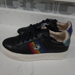Kurt Geiger Brixton Platform Sneakers 38 US 7.5 Black Rainbow Eye